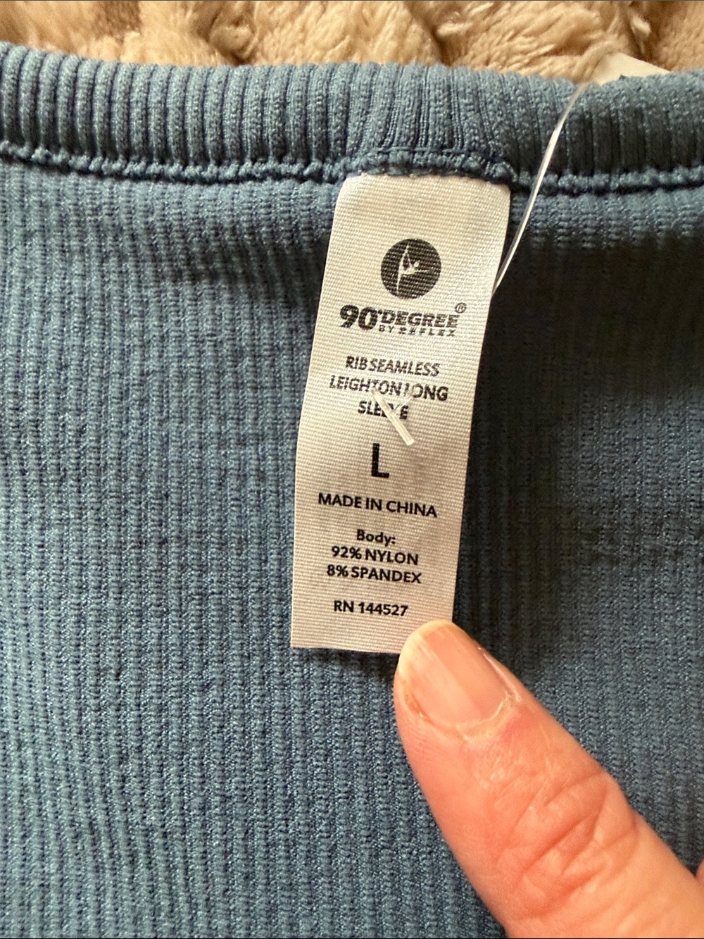 Two 90 Degree Ribbed Scoop Neck Tops (Light Gray & Dusty Blue) - Picture 9 of 11